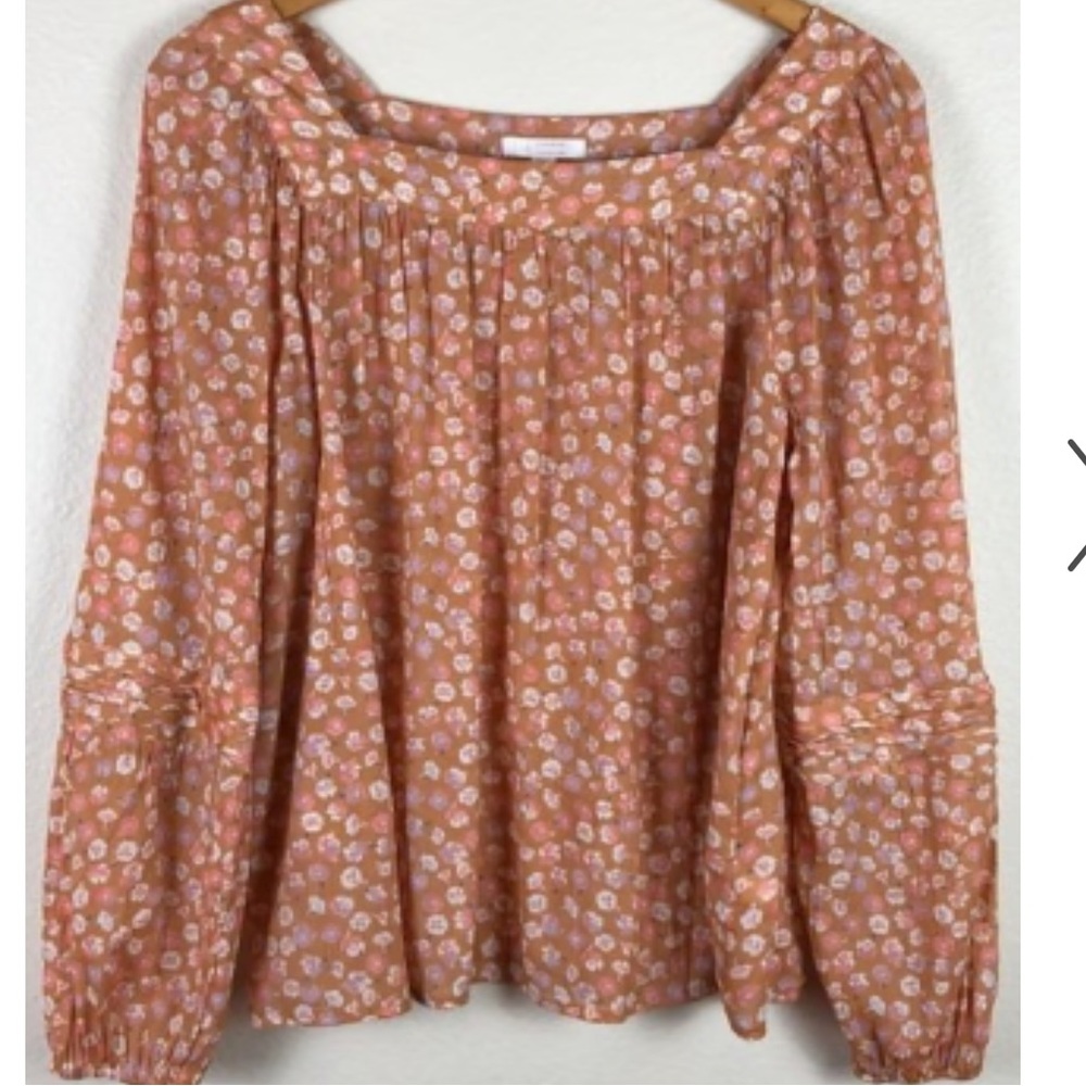 LAUREN CONRAD PEASANT DITSY FLORAL BLOUSE